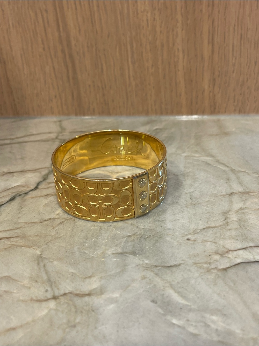 Vintage Coach Est. 1941 Gold Tone Signature C Bangle Bracelet